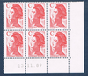 Coin daté du 13. 11. 89. composé de six timbres avec lettre C rouge, type Liberté. Réf Yvert & Tellier N° 2616 neuf. Descriptif: Timbres de 1990, type Liberté avec lettre C .