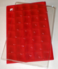 Plateau rangement rigides feutrigne rouge vif 40 cases carrées pastilles au dos pré-découpées