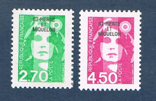 Timbres Saint-Pierre-et-Miquelon N°630 à 631 Série courante surcharge
