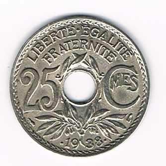 Pièce Française de 25 cent  Lindauer 1938