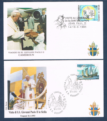 Enveloppes. Voyage du Pape Jean - Paul  II