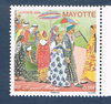 Timbre poste de Mayotte émis en 2008. Réf: Yvert & Tellier. N° 215 neuf.  Descriptif: Timbre le grand mariage en costumes.