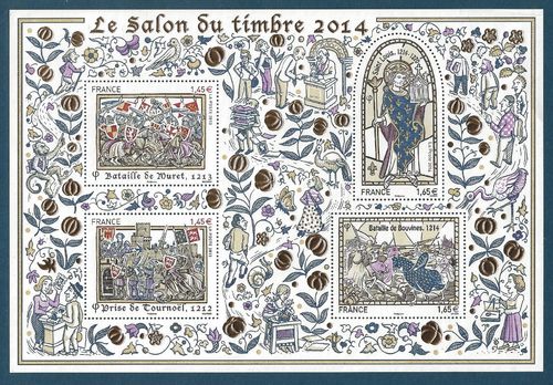 Bloc doré salon du timbre 2014 l'histoire de France N°135