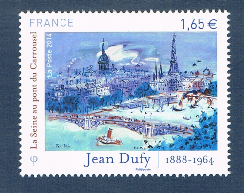 Timbre tableau Jean Dufy la Seine au pont du Carrousel Paris