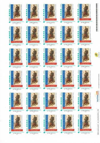 Feuille 30 timbres adhésifs Guerre 14-18