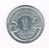 Pièce de monnaie Française type 1 Franc Morlon, légère en aluminium, année 1945 c  état superbe. Descriptif: Buste drapé de la République aux cheveux courts à gauche.
