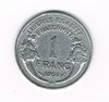 Pièce de monnaie Française type 1 Franc Morlon, légère en aluminium, année 1950 B état  T.T.B.+. Descriptif: Buste drapé de la République aux cheveux courts à gauche.