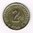 Pièce de monnaie Française type 2 Francs France, bronze - aluminium, année 1944. Descriptif: Dans une couronne formée de deux branches de laurier nouées à leur base par un ruban.
