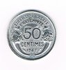Pièce de monnaie Française type 50 Centimes Morlon, légère en aluminium, année 1947 B  état T.T.B.+. Descriptif: Buste drapé de la République aux cheveux courts à gauche.