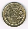 Pièce de monnaie Française type 2 Francs Morlon, bronze - aluminium, année 1941  état  superbe. Descriptif: Buste drapé de la République aux cheveux courts à gauche.