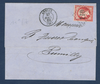 Timbre poste de 1859 type Louis Napoléon - Empire Franc non dentelé Réf Yvert & Tellier N° 17B oblitérés valeur 80 c. rose sur lettre avec oblitérations.