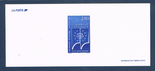 Gravure officielle des timbres poste de France. Réf Yvert & Tellier N° 2924.  Descriptif :  Le Notariat européen. Drapeau.