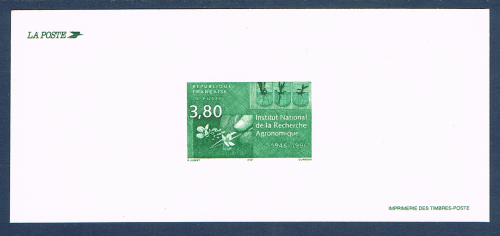 Offre spéciale. Gravure officielle des timbres poste de France 1996. Réf Yvert & Tellier N° 3001. Descriptif: Cinquantenaire de L' Institut National de la Recherche Agronomique.