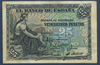 Billet El Banco de Espana valeur en chiffres 25 pesetas, numéro de contrôle du billet B6, 821, 730. date de création Madrid, 24 de Septembre de 1906, état T.T.B.+ billet usagé mais état correct.