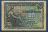 Billet de banque Espagne valeur en chiffres 25 pesetas, numéro de contrôle du billet  B7, 514, 912. date de création Madrid, 24 de Septembre de 1906, état T.B.- billet usagé mais état correct.