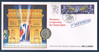 Enveloppe philatélique numismatique 1er jour d'émission affranchie 1 timbres poste Avenue des Champs-Elysées. + une pièce commémorative à l'effigie Charles de Gaulle. Frappe  Monnaie  de Paris.