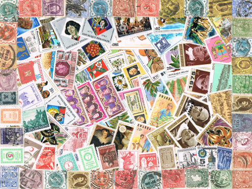 Lot découverte 490 timbres oblitérés ou neufs variés