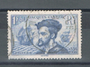Timbre de France type 1 f.50 bleu  de 1934. Réf Yvert & Tellier N° 297 oblitéré. Descriptif: Buste de Jaques Cartier 1491 / 1557. Lot  N° 2.