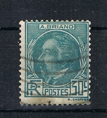 Timbre oblitéré type Célébrité 30 c. bleu vert. N° 291. Descriptif: Timbre Célébrités Aristide Briand.