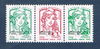 Bande 3 timbres Marianne & la jeunesse 2014 surcharge impressions différentes
