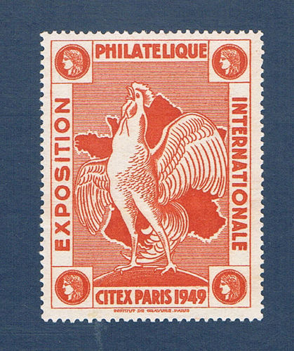 Vignette rouge Citex Paris 1949 Exposition philatélique