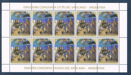 Vatican timbres fête consacrée Nativité est avec l'Argentine