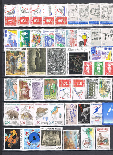 Timbres France année complète 1991. N°2676 au 2735 soit 59 timbres