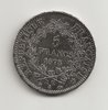 Pièce 5 Francs Hercule 1875 A, état T.B. Descriptif. Hercule barbu demi-nu