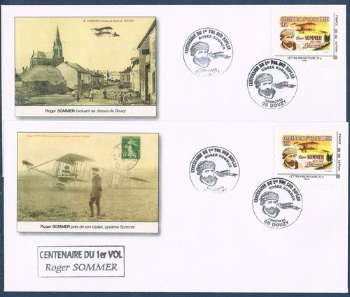 Enveloppes privées Ardennes Roger Sommer près de son biplan