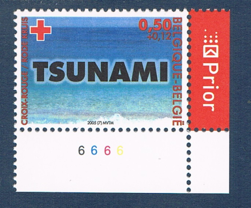 Timbre Belgique. Croix-Rouge - Tsunami.