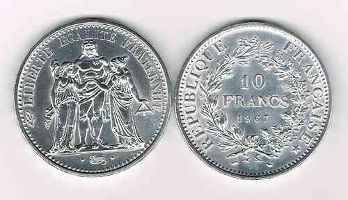 Pièce Française 10 Franc argent hercule 1967 à saisir.