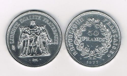 Pièce Française 50 Francs argent hercule 1977 À SAISIR