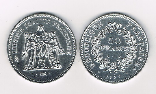Lot 6 Monnaie ancienne Argent  2 50 francs Hercule 1977 4 X 10 francs 1965 1967 