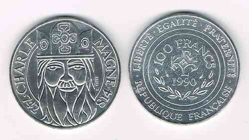 Pièce 100 Franc argent type Charlemagne
