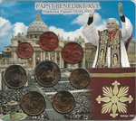 Série 8 pièces en coffret BU 2005 consacré au Pape Benoit XVI