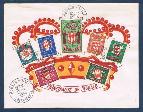 Enveloppe Monaco Ville principauté 1954
