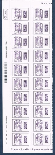 Bande 20 timbres autocollants Marianne