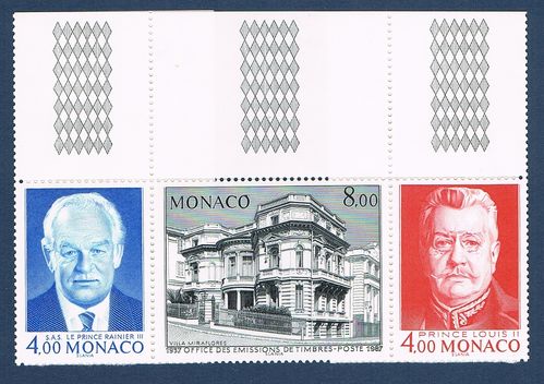 Timbres Monaco triptyque N° 1564A Rainier