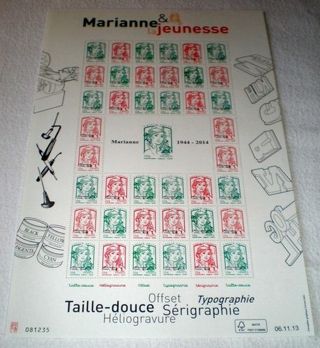 Feuillet Marianne et la jeunesse surchargée 40 timbres