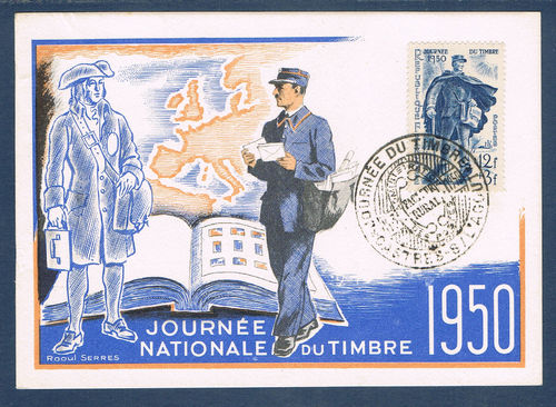 Carte maximum Facteur rural Journée du timbre 1950 Promo