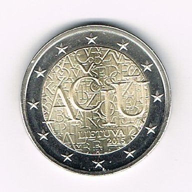 Pièce commémorative 2 euros Lituanie 2015  langue Lituanienne