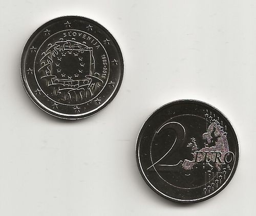Pièce de deux euros Slovénie 2015 drapeau Européen. A saisir