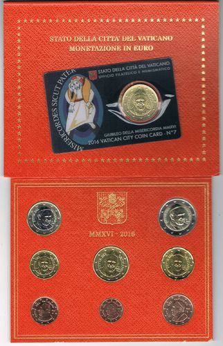 Coffret BU Vatican 2016 série 8 pièces + un coin card