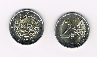 Pièce 2 euro 2016 Slovaquie Union Européenne. Valeur pièce de 2 euros
