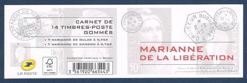Carnet Marianne de la libération 2015 comprenant 14 timbres rares