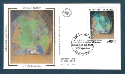 Enveloppe FDC premier jour profil de femme d'Odilon Redon N°2635