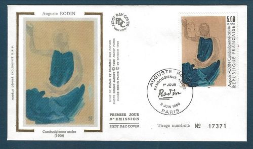 Enveloppe Auguste Rodin Cambodgienne assise Tirage numéroté