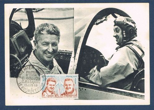 Carte postale Hommage pilotes C Goujon et C Rozanoff 1959