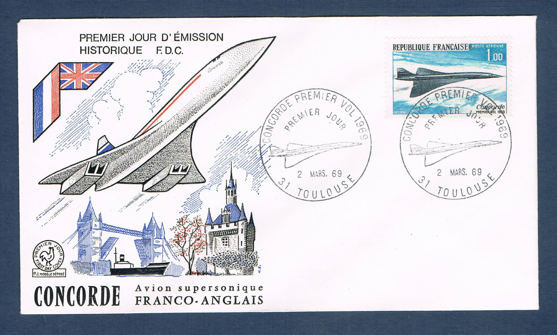 FRb enveloppe avion Concorde en Auvergne Clermont-Ferrand 1983 