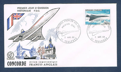 Enveloppe Concorde avion supersonique Franco Anglais